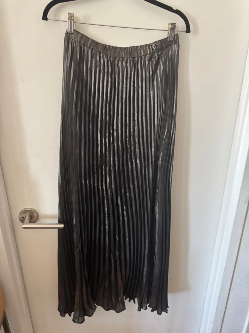 Anthropologie Metallic Pleated Midi Skirt NWT